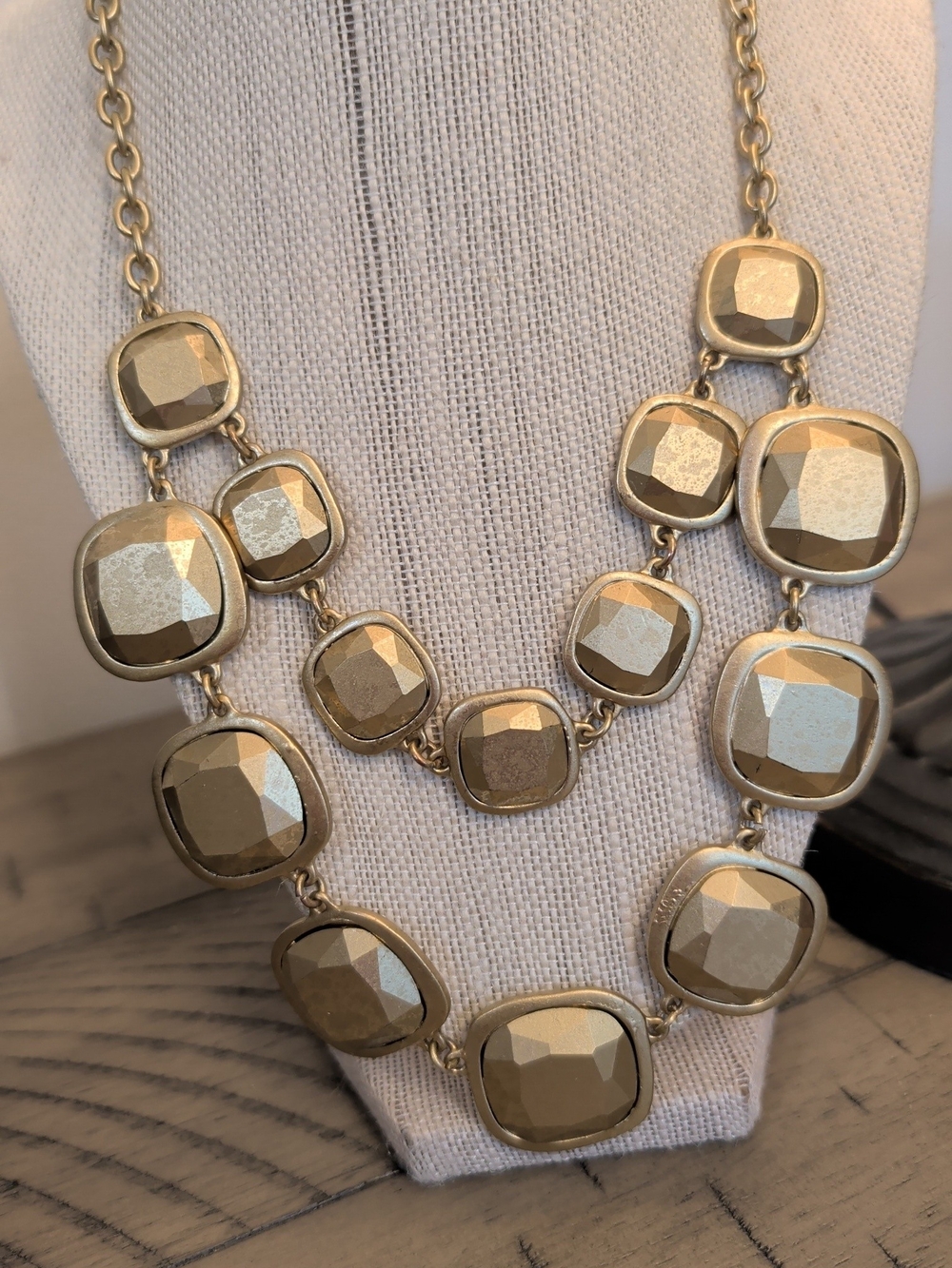 Gold Faceted Statement Necklace - Women Jewelry